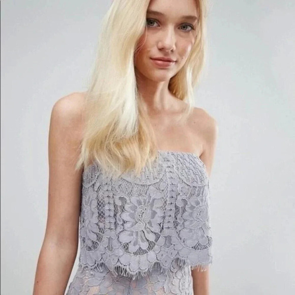 JARLO Adeline all over lace bandeau dress Gray - Picture 16 of 16